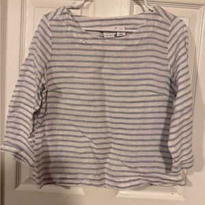 Halston Heritage Blue and White Striped Long Sleeve Top